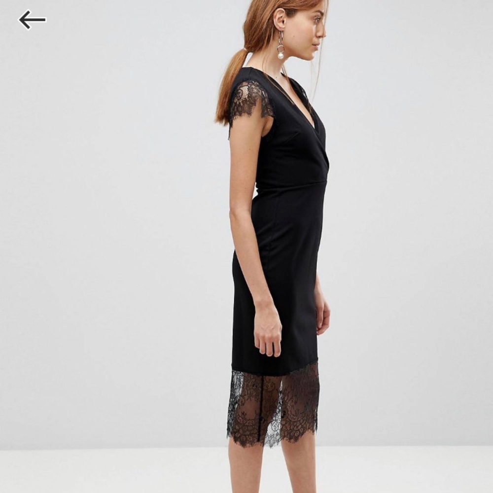 asos black dress trimmed with lace